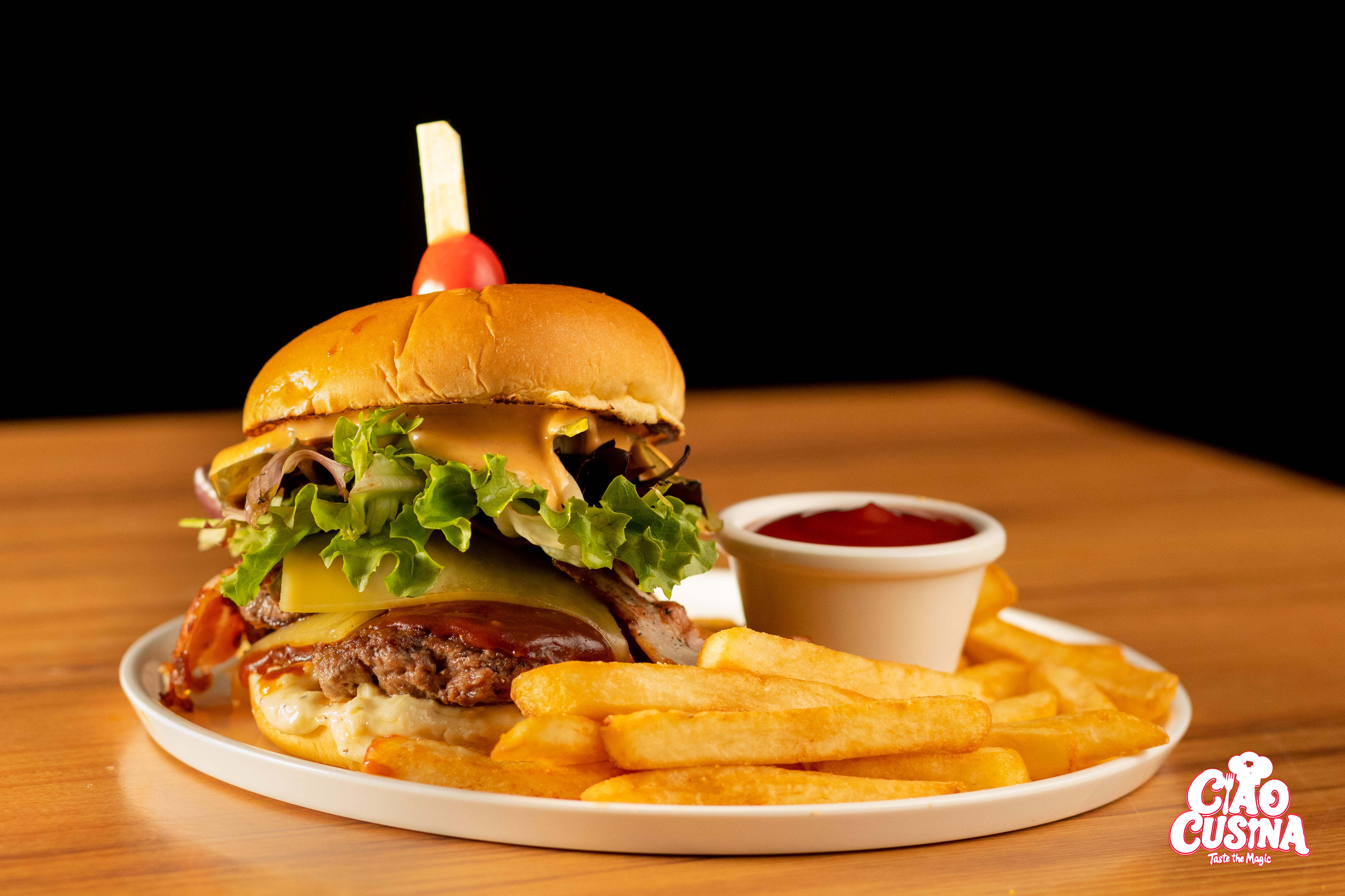 Classic Beef Burger with Fries 